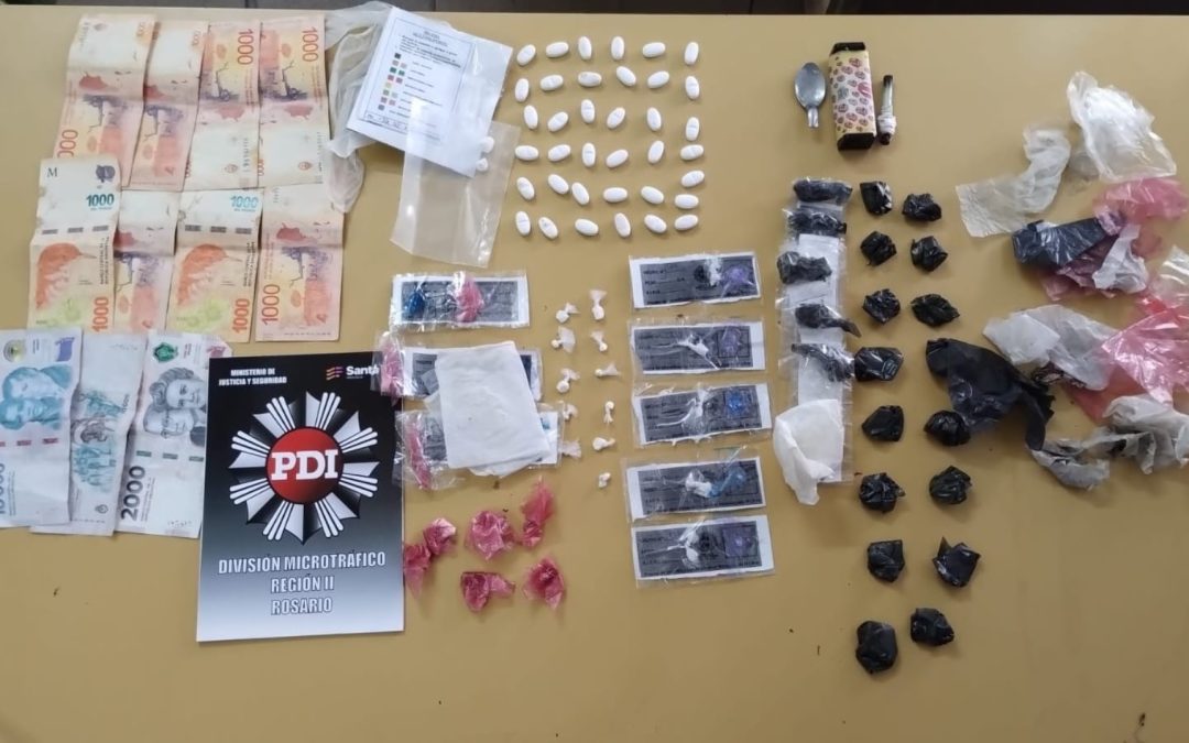 La Policía de Investigaciones detuvo a seis personas y secuestró cocaína y marihuana en Rosario